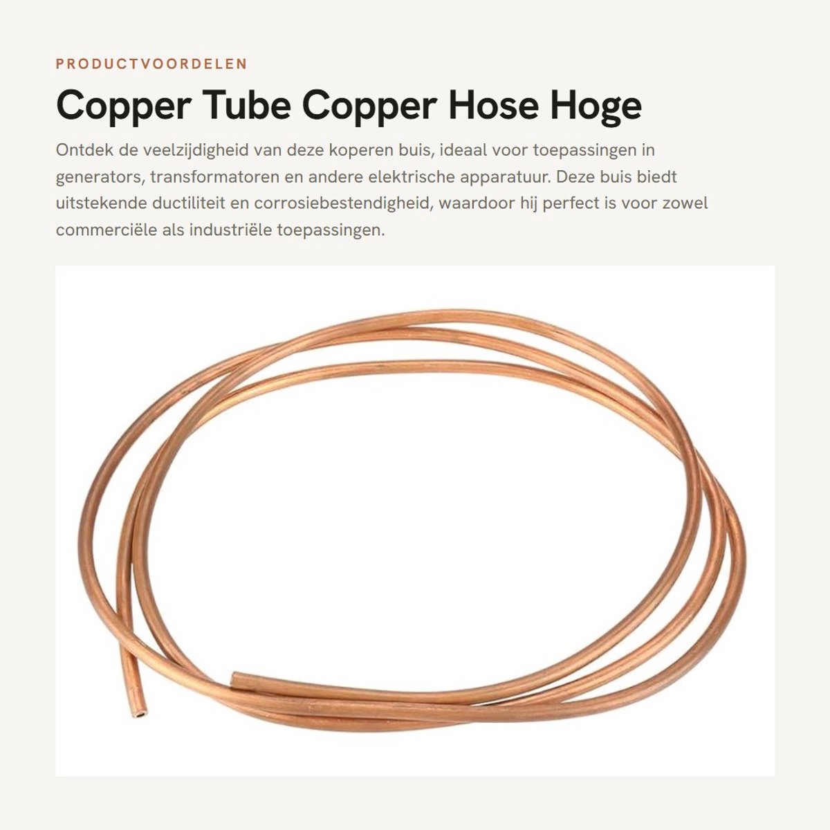 Dailygoods - Copper Tube - Copper Hose - Hoge kwaliteit - Koper - Brake - Voor generators en elektrische apparaten - 2 meter lang