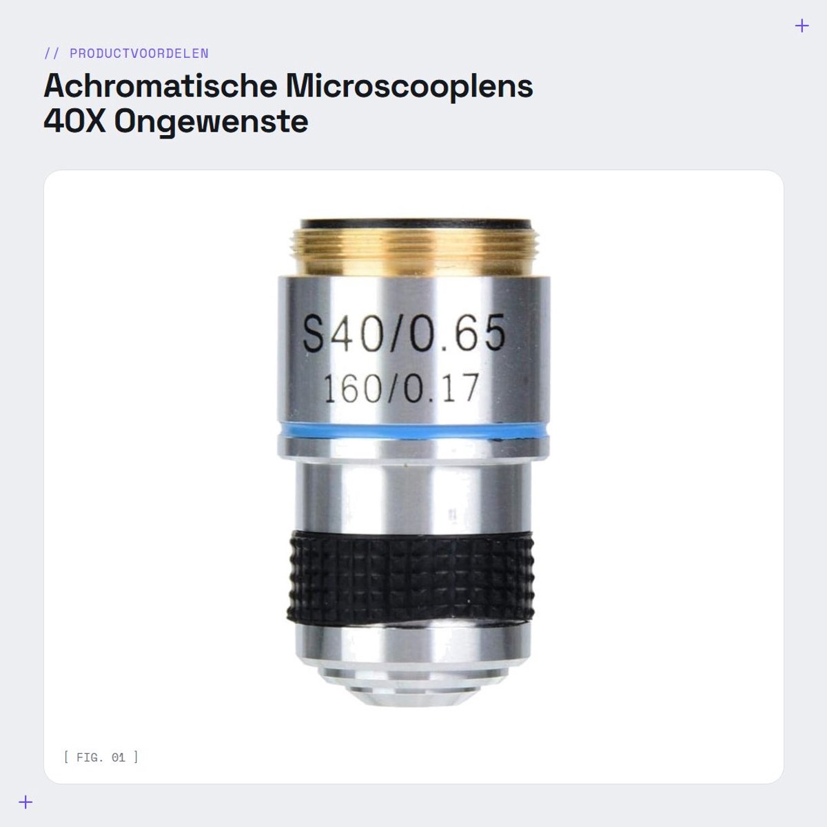 Dailygoods- Microscooplens 40X Vergroting - Achromatische Objectieven - Aluminiumlegering - 20 mm Montage - Stabiel en Duurzaam - 160 mm Buislengte - Objectief
