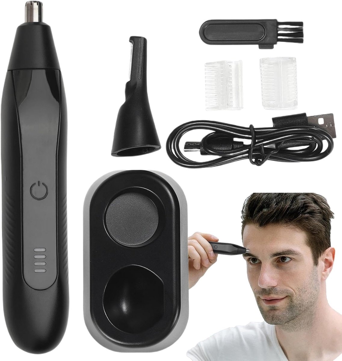 Haartrimmer Elektrisch - Gezichtsreiniger Trimmer - Persoonlijke Verzorging - Hoge Snelheid Roterend - 14.5 cm - Zwart