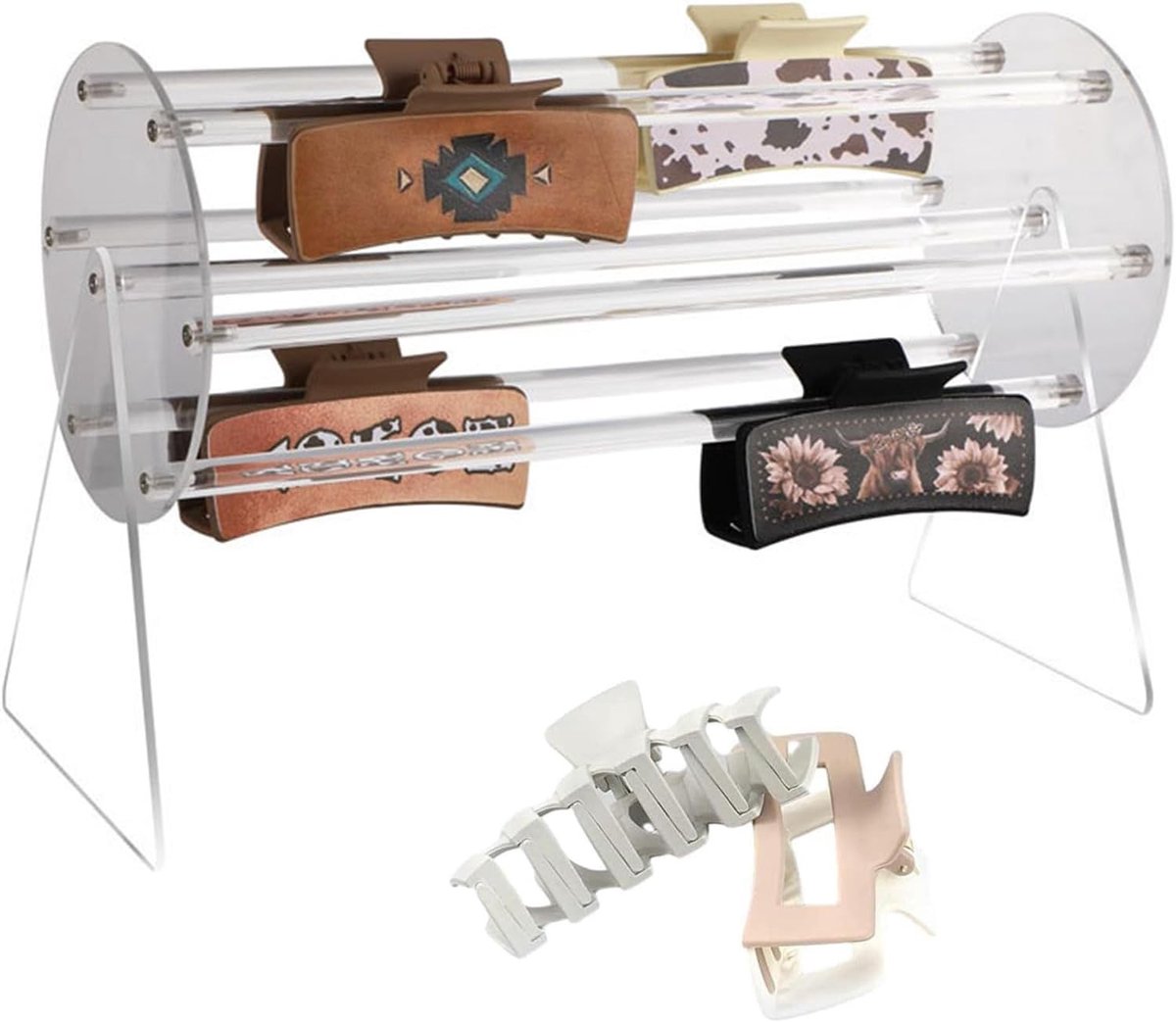 360° Draaibare Claw Clip Organizer voor Haarspelden, Haarbanden en Sieraden - Transparante Acrylhouder voor een Nettere Opberging