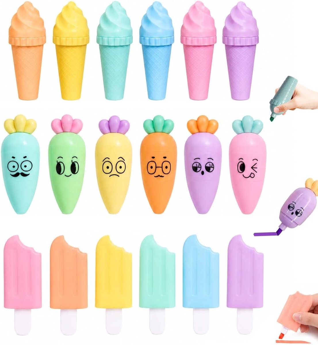 Markeerstiften in kegelvorm, 18 stuks, druppelvrije inkt, pastelkleuren, veilige markers voor studie, creativiteit en cadeau-ideeën voor schooljaar afsluiting