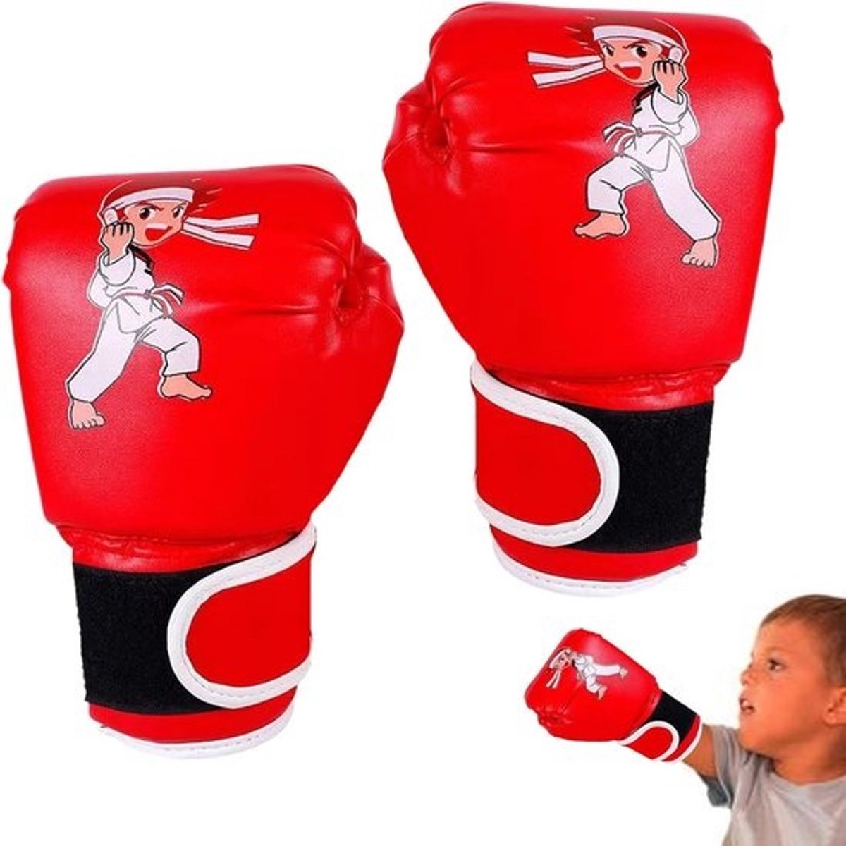 Kinder Bokshandschoenen - Jeugd Trainingshandschoenen - Sport Training - Duurzaam PU Materiaal - 3-13 Jaar - Rood