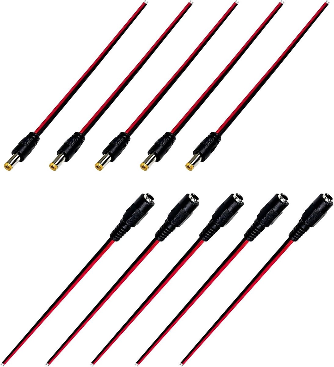 Pigtailkabels 10 stuks 5,5 x 2,1 mm 20 cm voor DC led-strips CCTV-camera's en elektronische projecten
