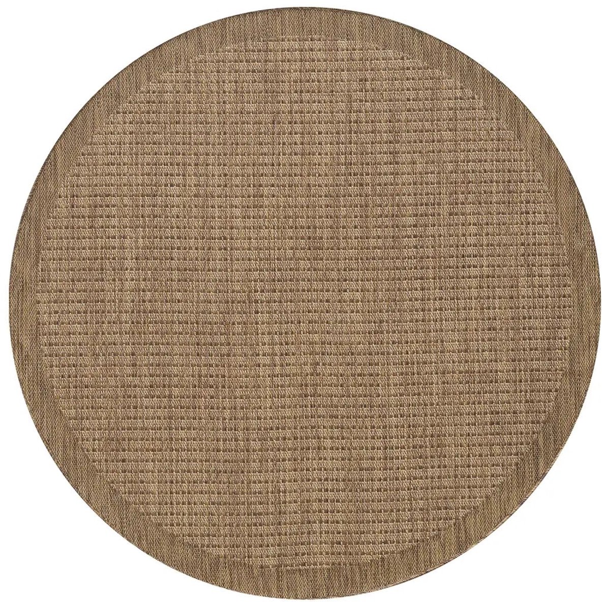Dutch XXL Rond Buitenkleed | Giza | Kader | Bruin | 200x200 cm | Buitentapijt | Tuintapijt