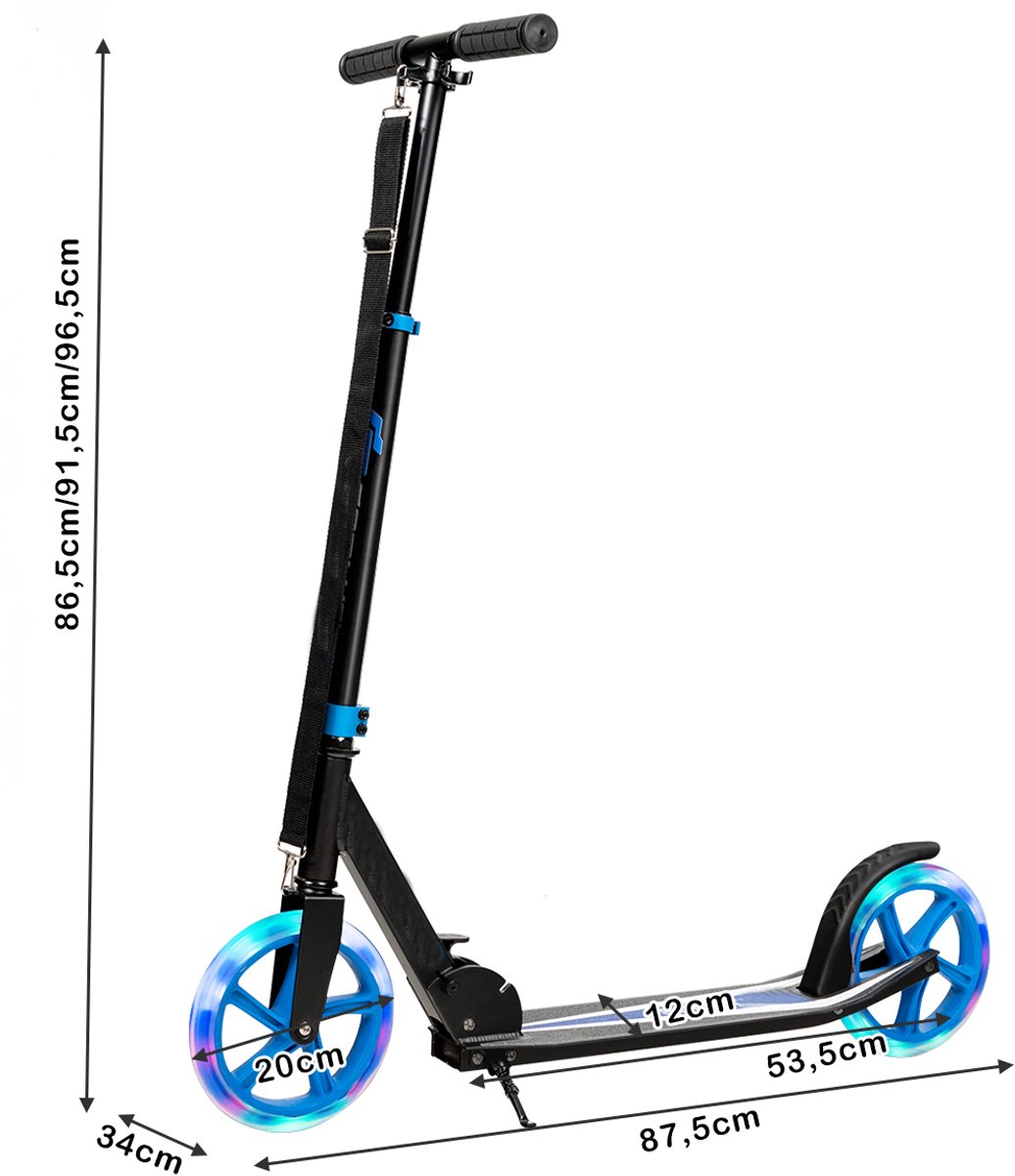 SureDeal® - Kinderstepp - Sport Scooter - Verstelbare Handgreep Duurzaam - Opvouwbaar - LED Flitswielen Blauw - 34x88 cm - blauw