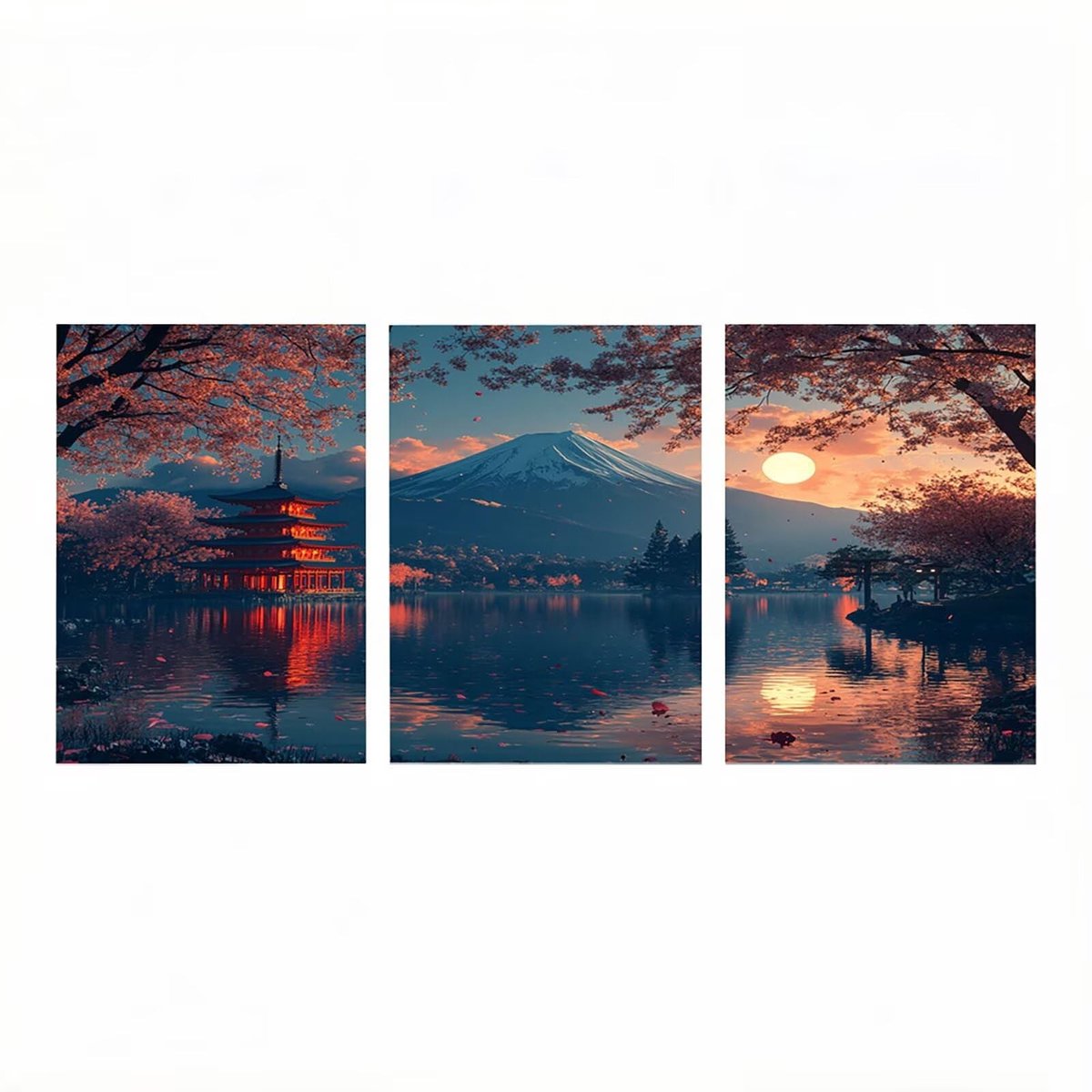 Mont Fuji schilderen op nummer - Lichtgevende nummers - 45 x 35 cm - 3 stuks