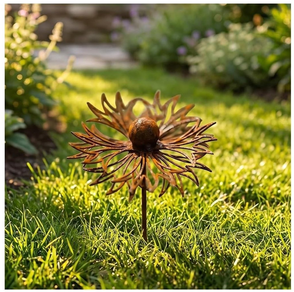 Vintage Metalen Bloemenstandbeeld - Rustieke Tuindecoratie
