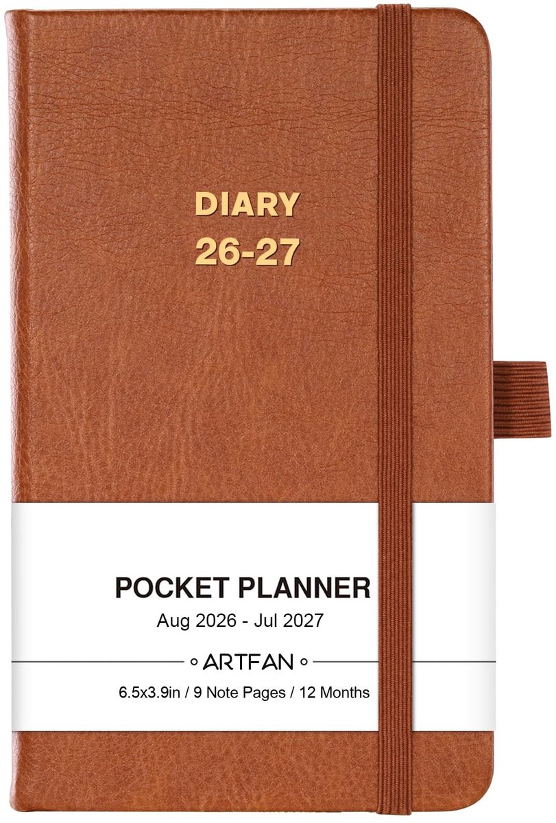 Pocket Diary 2023-2024 - A6 met bruine leren omslag
