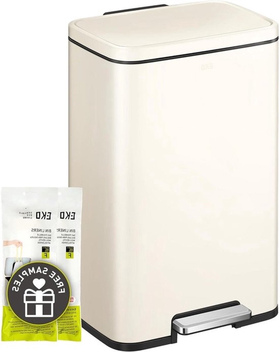Opstapprullenbak - Keukenprullenbak Vuilnisbak - Afval Beheren - Vingerafdrukbestendig - 50 Liter - Vanille