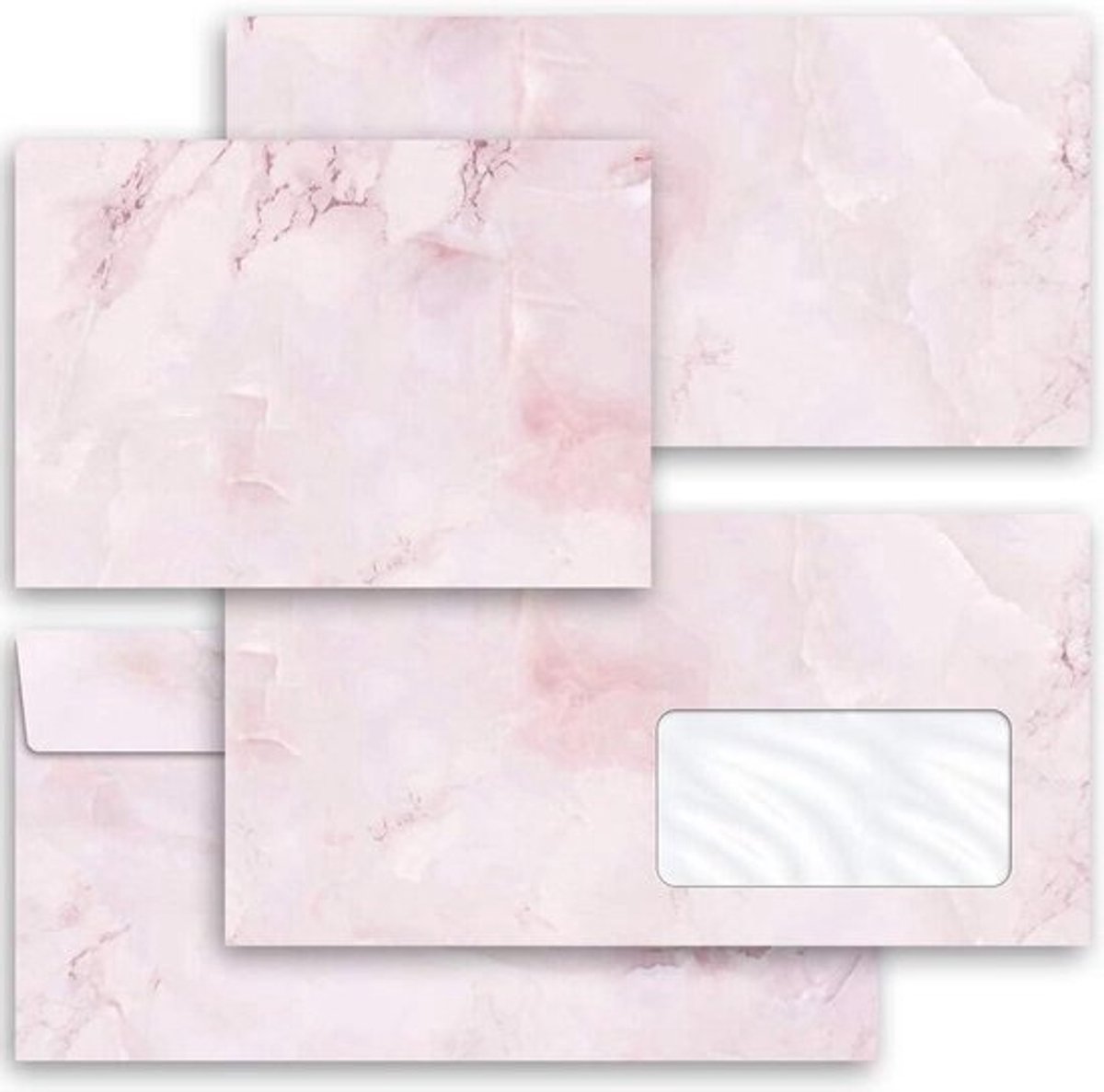 Enveloppen met motief - Briefpapier Poststukken - Mail versturen - Met venster - DIN lang (220x110 mm) - Roze