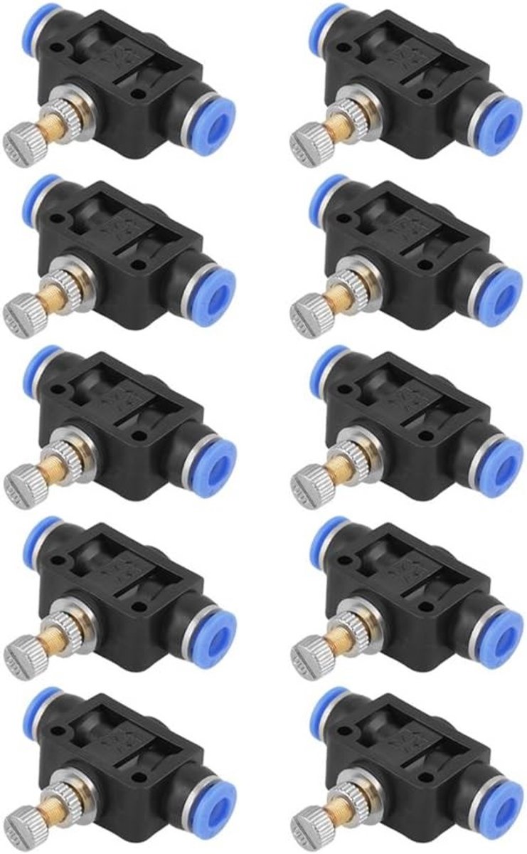 Set van 10 Gasafsluiters voor Slangen, Pneumatische Snelheidsregulator, Snelle Koppeling, 6mm, Voor Tuin en Industrie