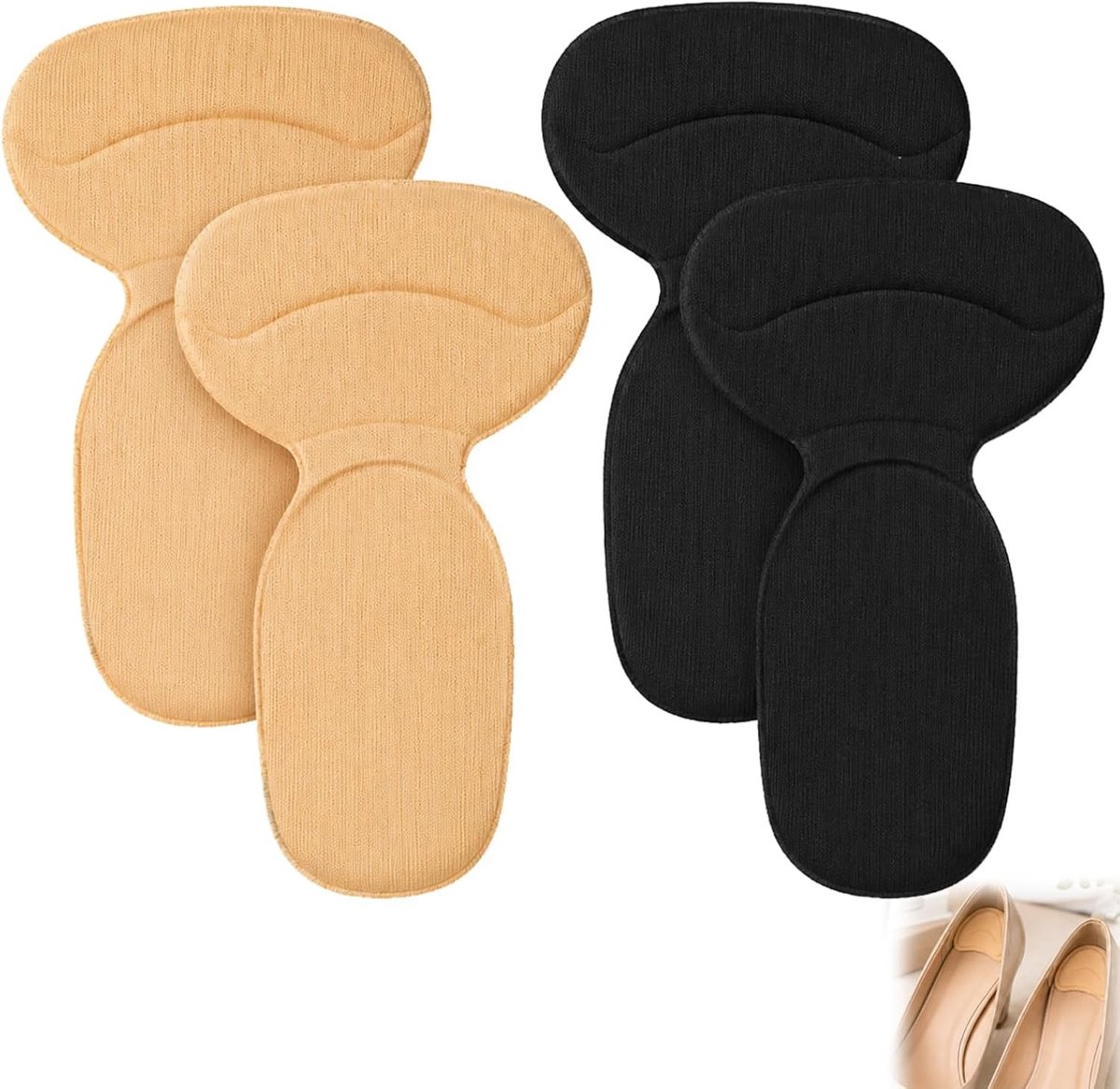 Comfortabele traagschuim hielkussens, zelfklevend, antislip, 4 paar inlegzolen voor pijnverlichting en ondersteuning tijdens het lopen