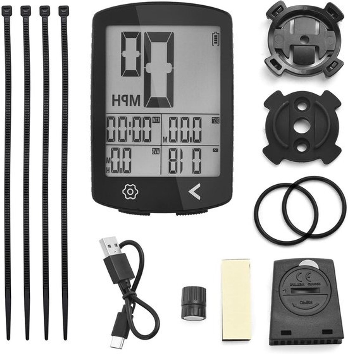 Fietscomputer - Kilometerteller - Fietsen bijhouden - Draadloze snelheidsmeting - 3 inch display - Zwart
