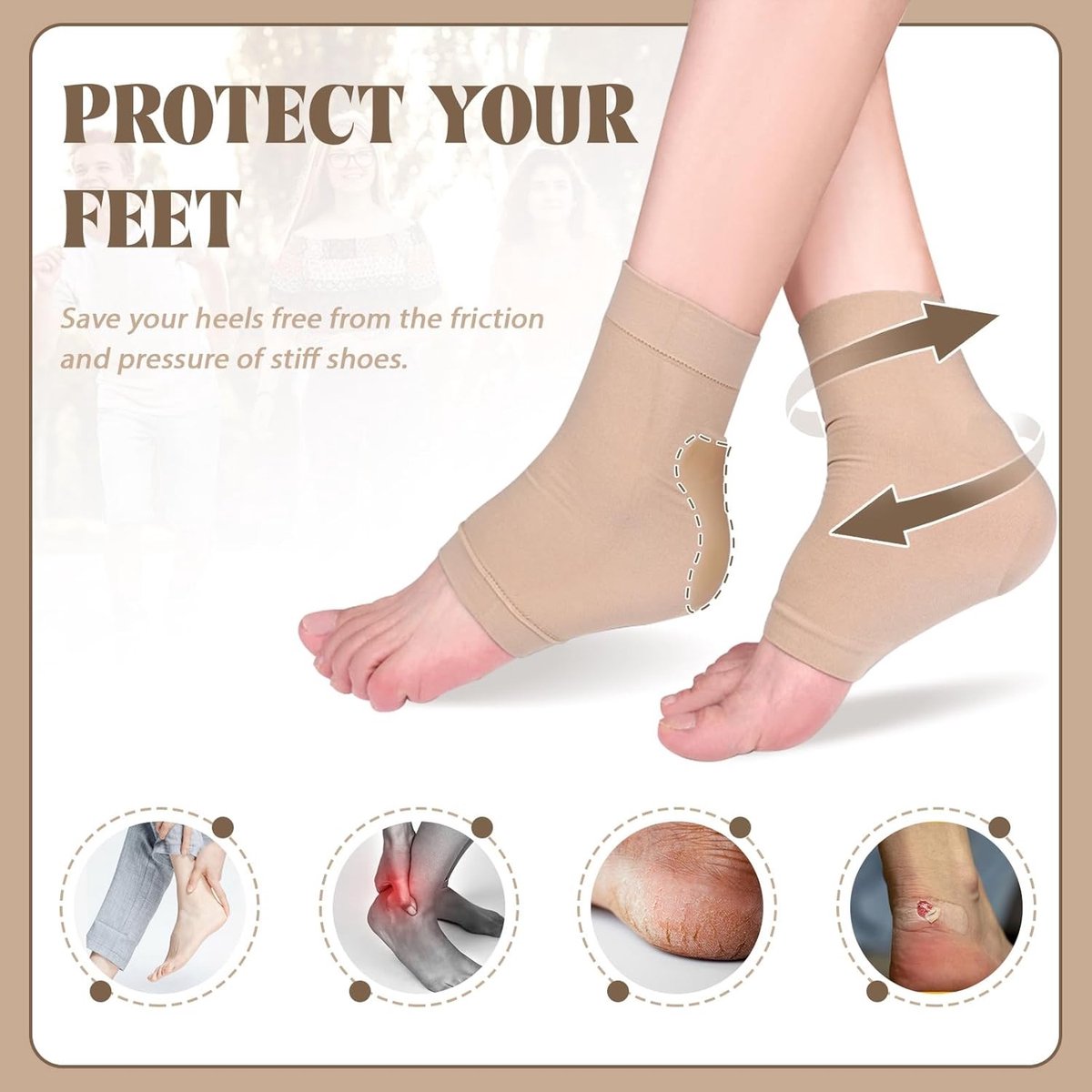 Beschermende Sokken met Gel Pad voor Hielbescherming, Geschikt voor Schaatsen, Rollers en Boots
