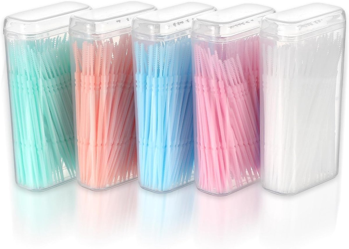 500 Stuks 2-in-1 Dubbele Interdentale Borstels voor Mondhygiëne - Wegwerp Borstels in Meerdere Kleuren, Ideaal voor Tanden en Tandvleesverzorging
