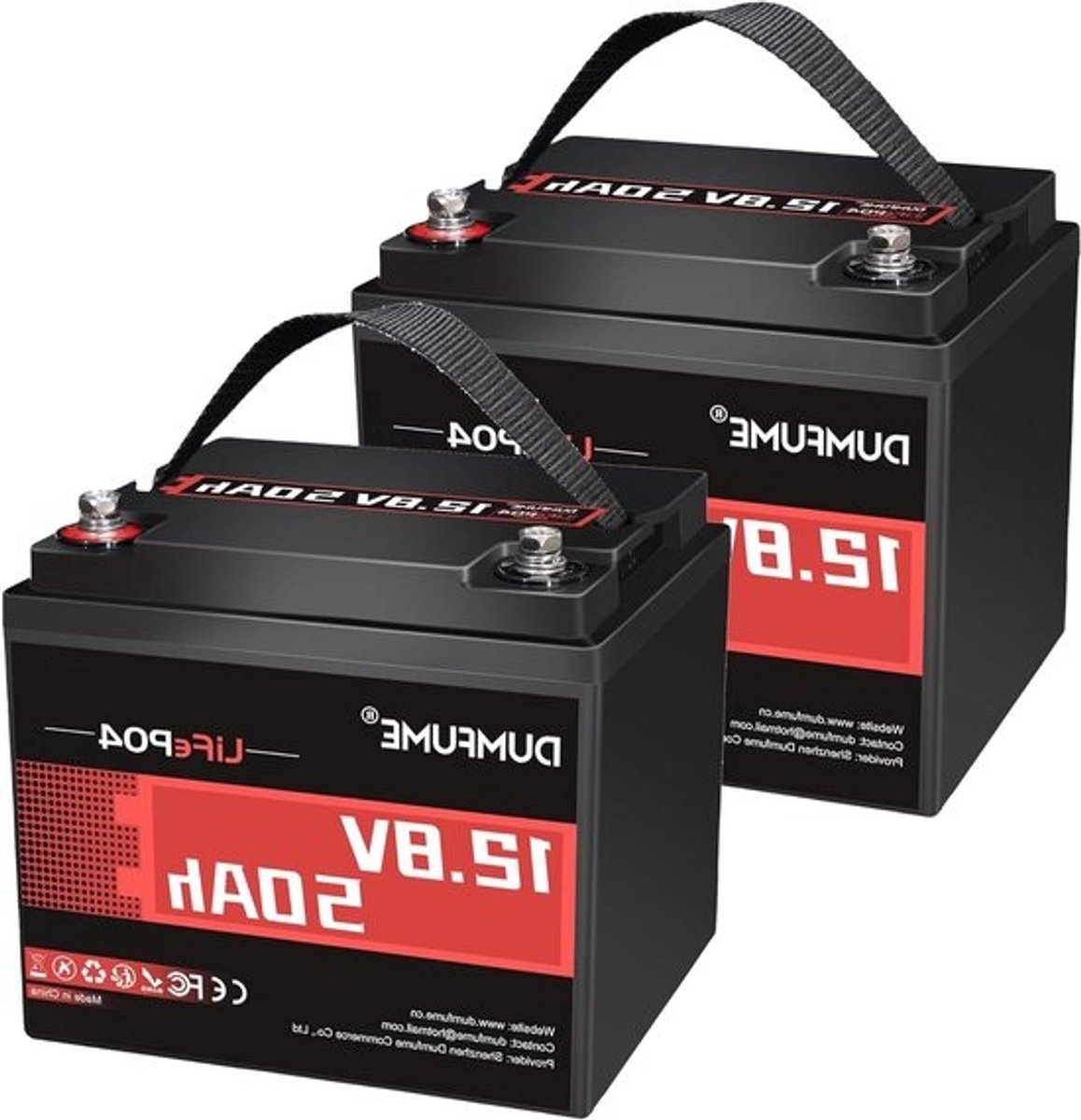 LiFePO4 Batterijen - Lithium Batterijen - Energie Opslag - Geïntegreerde BMS - 12V 50Ah - Zwart