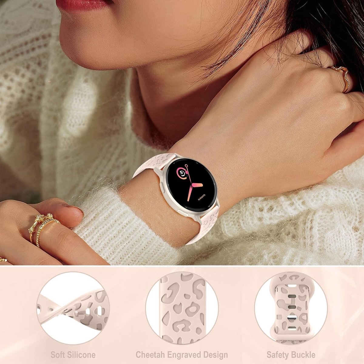 Leopard Armband 20mm voor Sporthorloges, Siliconen Vervangband voor Activiteiten, Geschikt voor Vivoactive en Forerunner Modellen