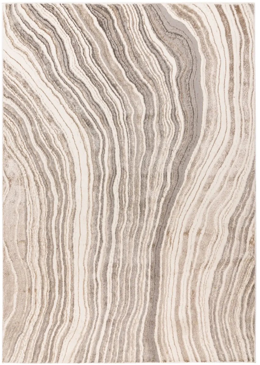 Dutch XXL Laagpolig Vloerkleed | Tapijt | Sedef | Golven | Zilver/Beige | 160x230 cm Zilver / Beige