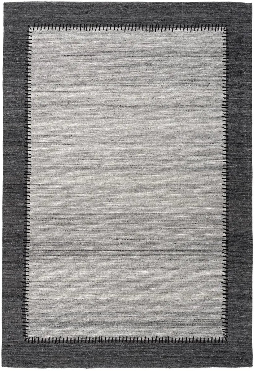Dutch XXL Wollen Vloerkleed | Tapijt | Phoenix | Kader | Grijs/Antraciet | 120x170 cm Grijs / Antraciet