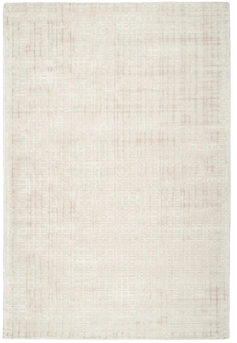 Laagpolig Vloerkleed | Tapijt | Karma | Blokken | Beige/Zilver | 80x150 cm