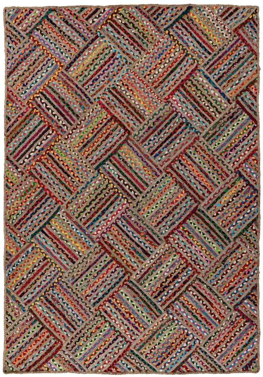 Dutch XXL Jute Vloerkleed | Tapijt | Tulum | Patchwork | Multikleur | 120x170 cm