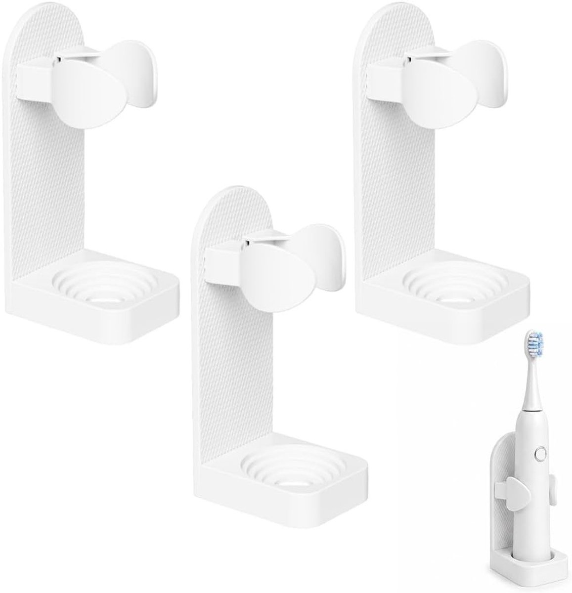 Set van 3 Zelfklevende Tandenborstelhouders - Badkamer Organizer van Wit Plastic voor Douche en Reis, Ruimtebesparend en Hygiënisch