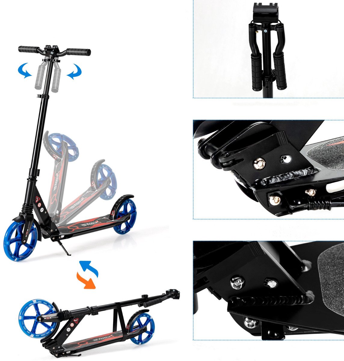 SureDeal® - Kinderstepp - Kick Scooter - Kinderen LED Light - Blauw - Donkerbruin