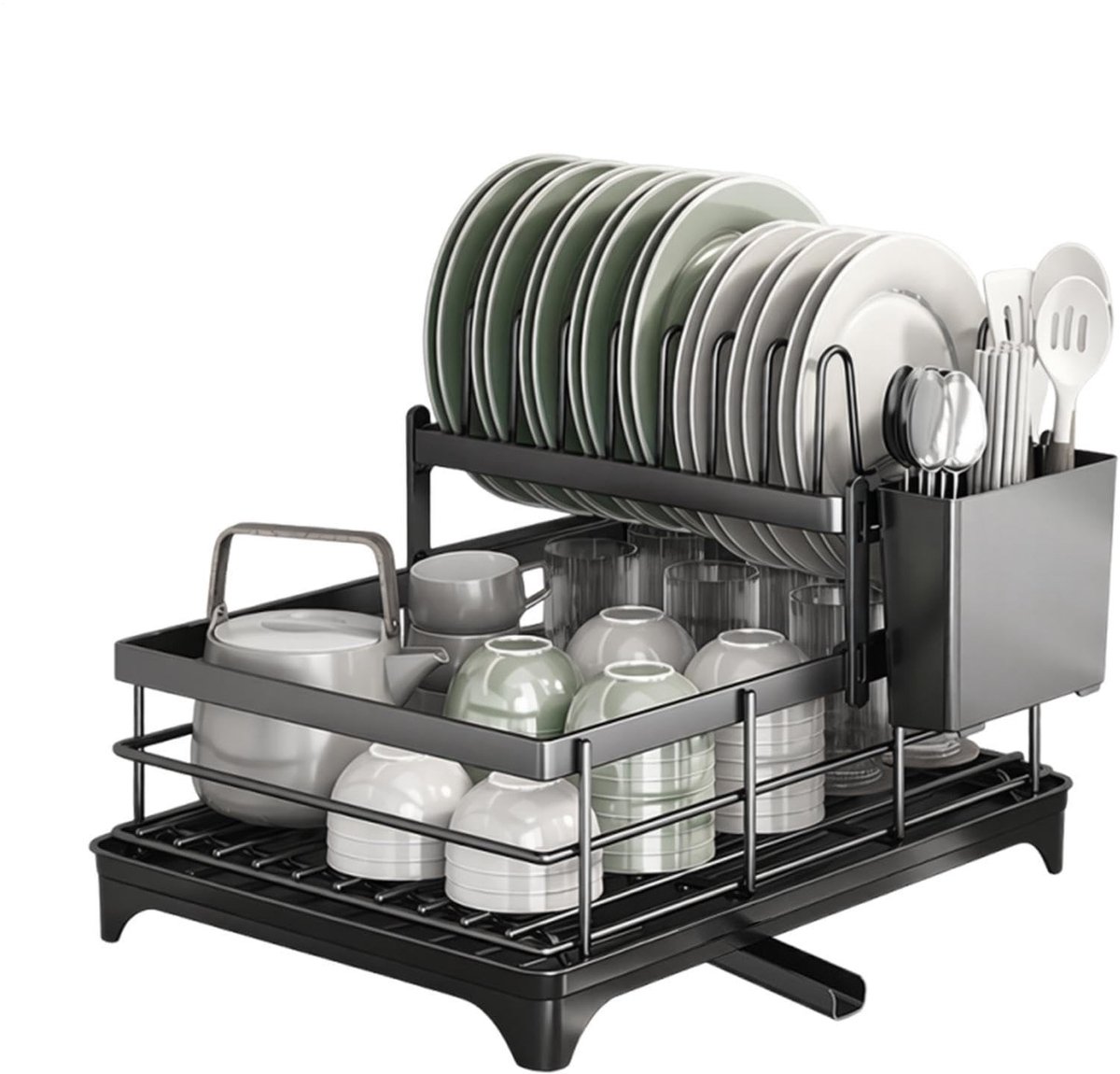 Afdruiprek voor Keuken - 2-laags met Dekselorganizer