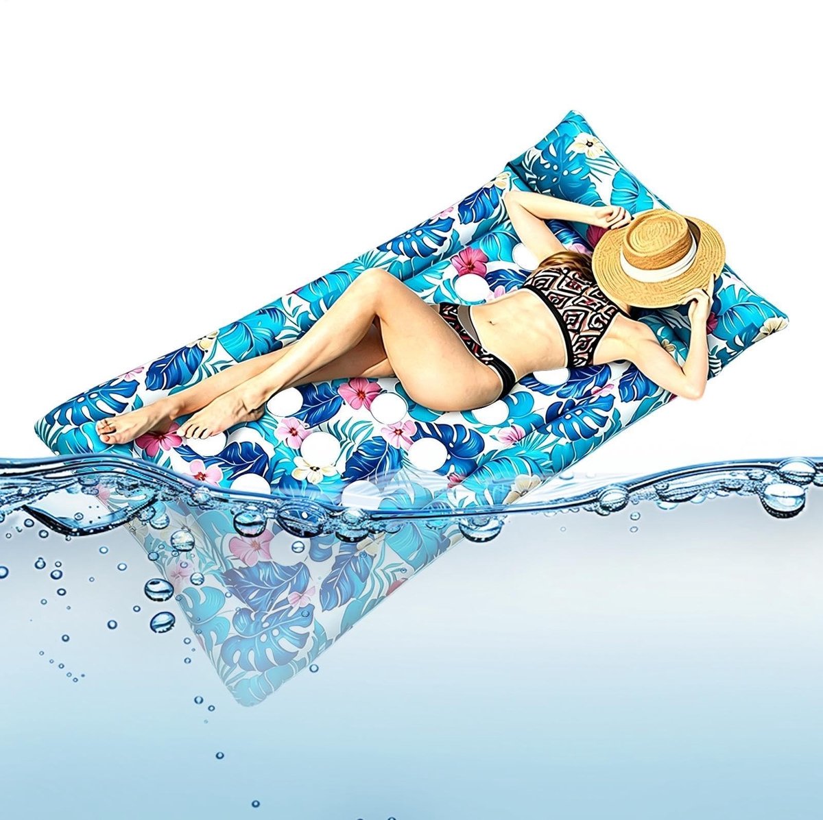 Opblaasbare Zwembad Float Lounger - Ergonomisch - Tropisch Blad Print