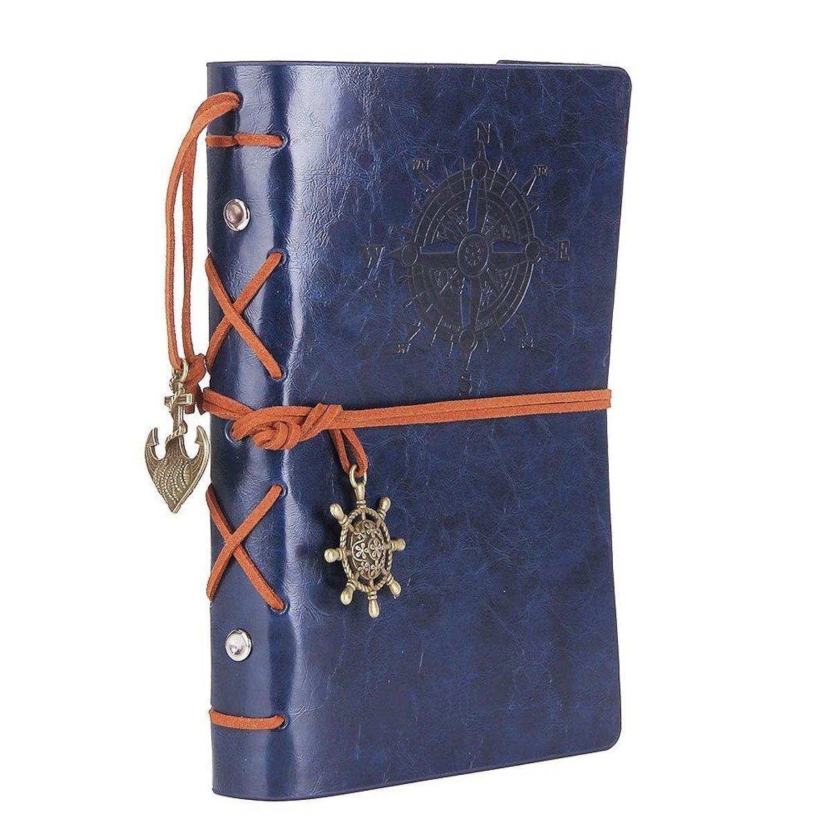 Faux Leather Notitieboek - Navulbare Spiral Binding - Blauw