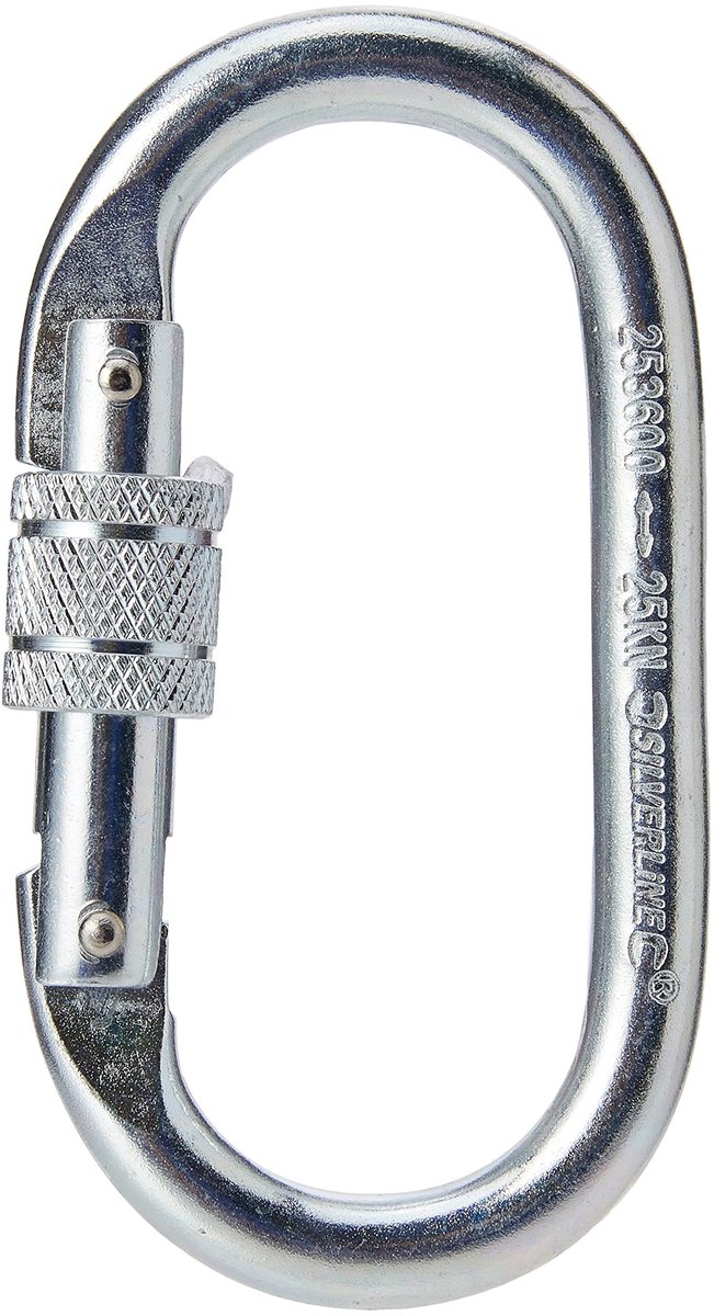 Carabiner met Schroefsluiting - Ovalen Vorm - Grijs
