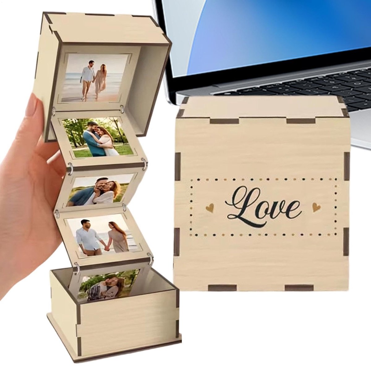 Uittrekbaar fotoalbum - Houten opvouwbare fotodisplay