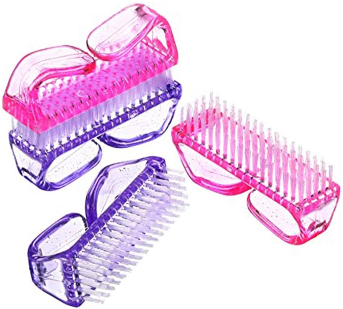 Handborstel Set - 4 Stuks - Voor Nagelreiniging - Roze en Paars