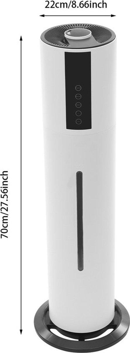 Luchtbevochtiger Wit - 8 Liter Capaciteit - 28 Watt Vermogen - ABS Materiaal - Voor Slaapkamer En Woonkamer - Mistverstuiver