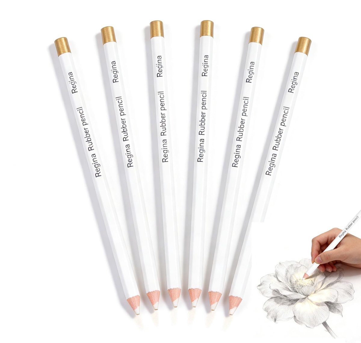 Set van 6 Witte Gummestiften - Voor Precisie en Creativiteit