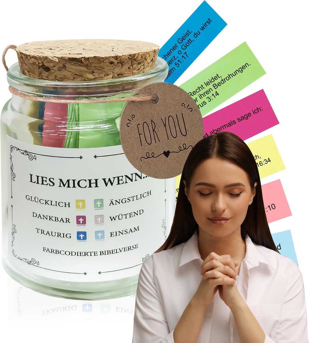 Glas met Bijbelverzen - Gebed Kaartenset - Christian Gift