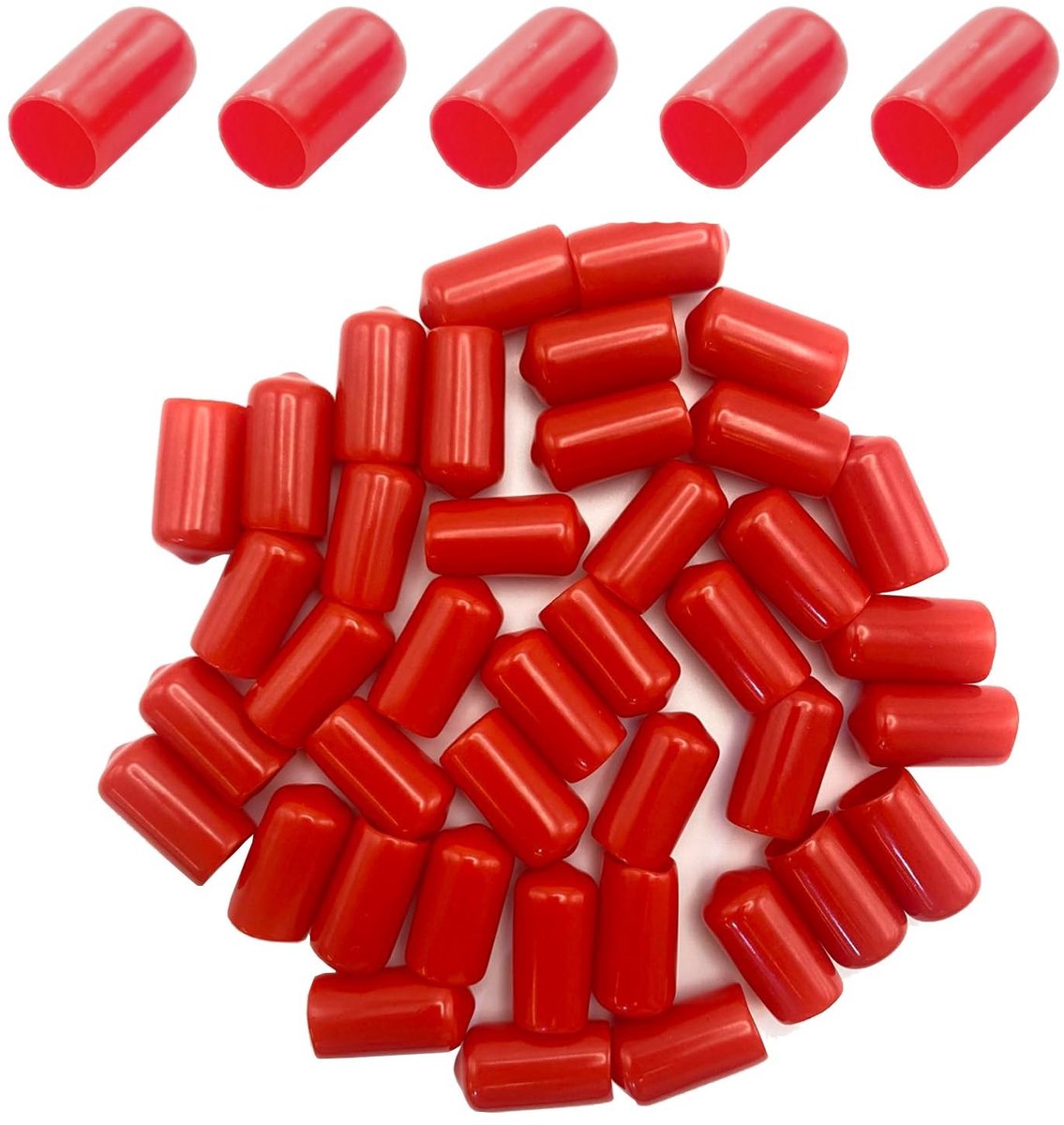 Rubber Eindkappen Set van 50 - Binnendiameter 14 mm - Rood