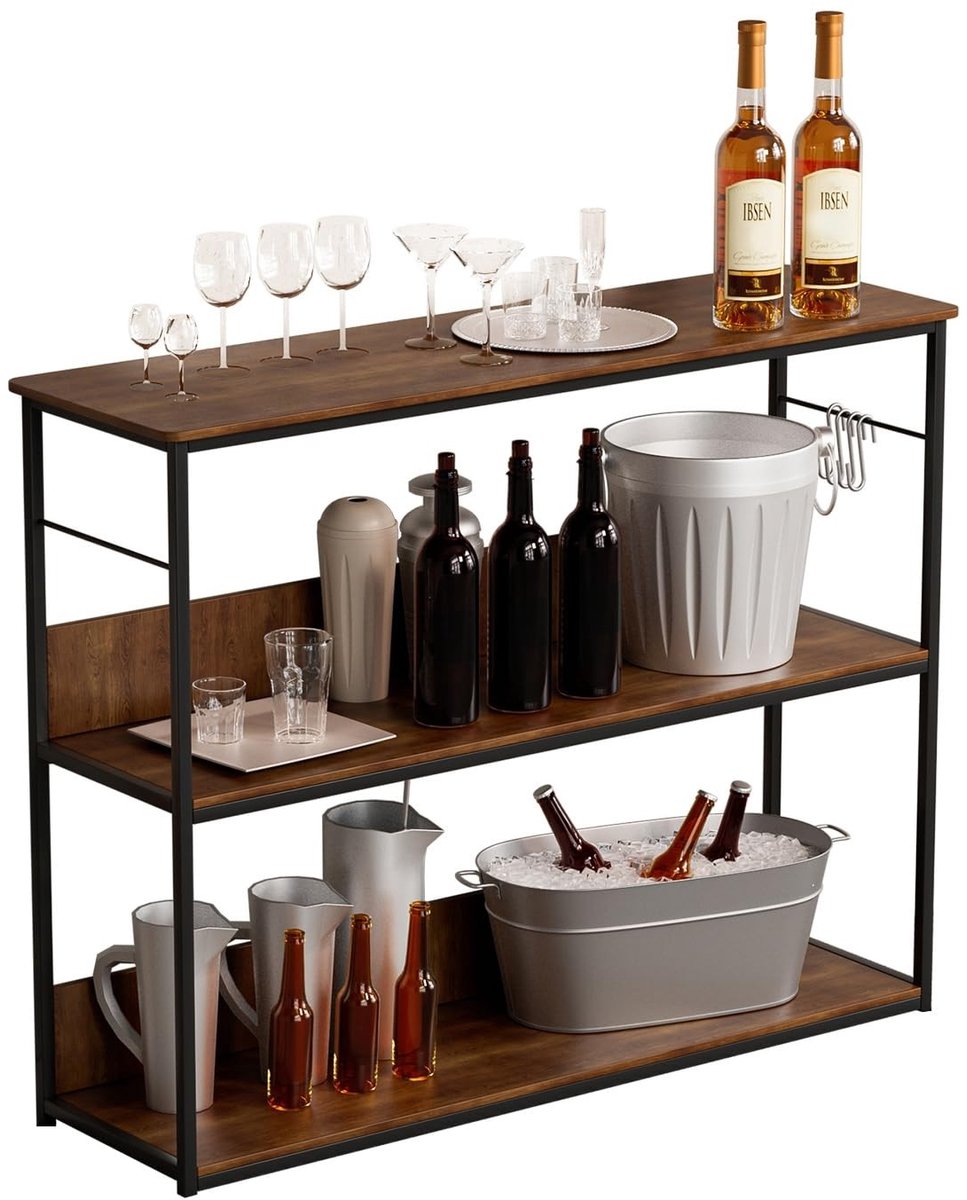 Keukenopslag Tafel - 2 Laags Metalen Frame - Bruin