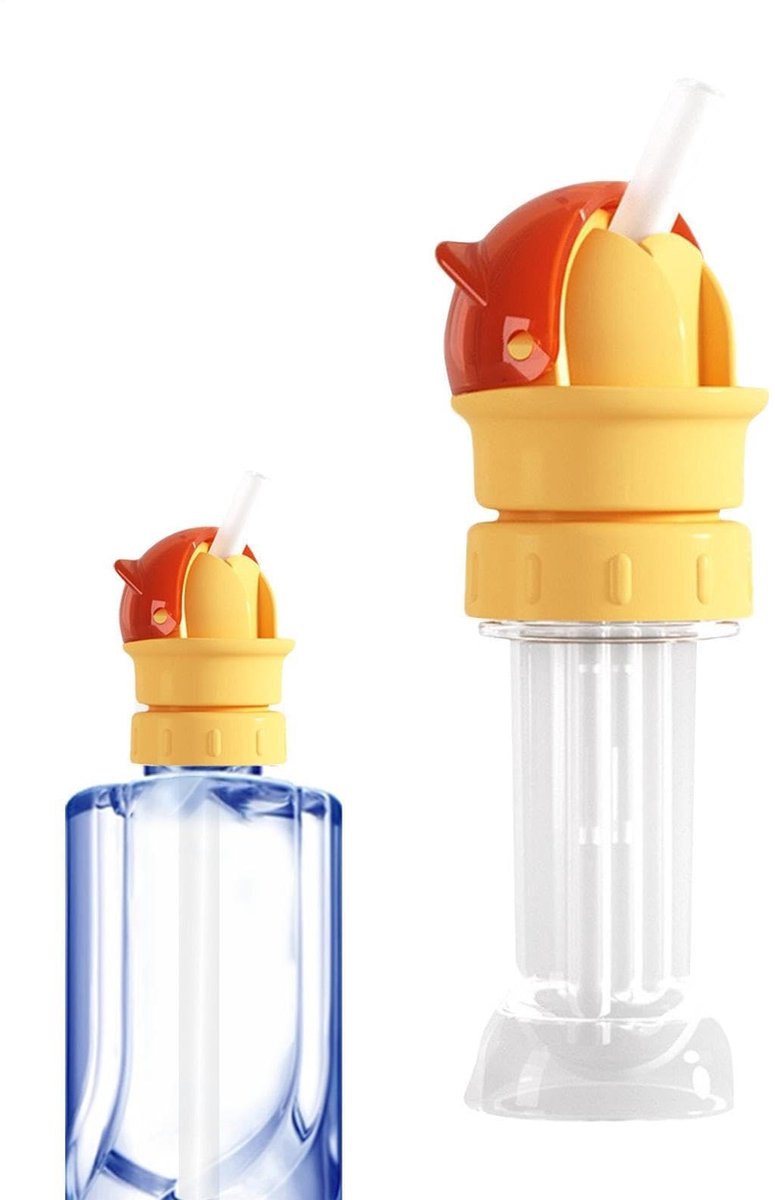 Herbruikbare Waterfles met Rietje en Deksel - Oranje