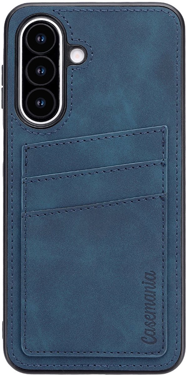 CaseMania Backcase hoesje geschikt voor Samsung Galaxy A27 - Effen Donkerblauw - Kunstleer, TPU (Zacht)