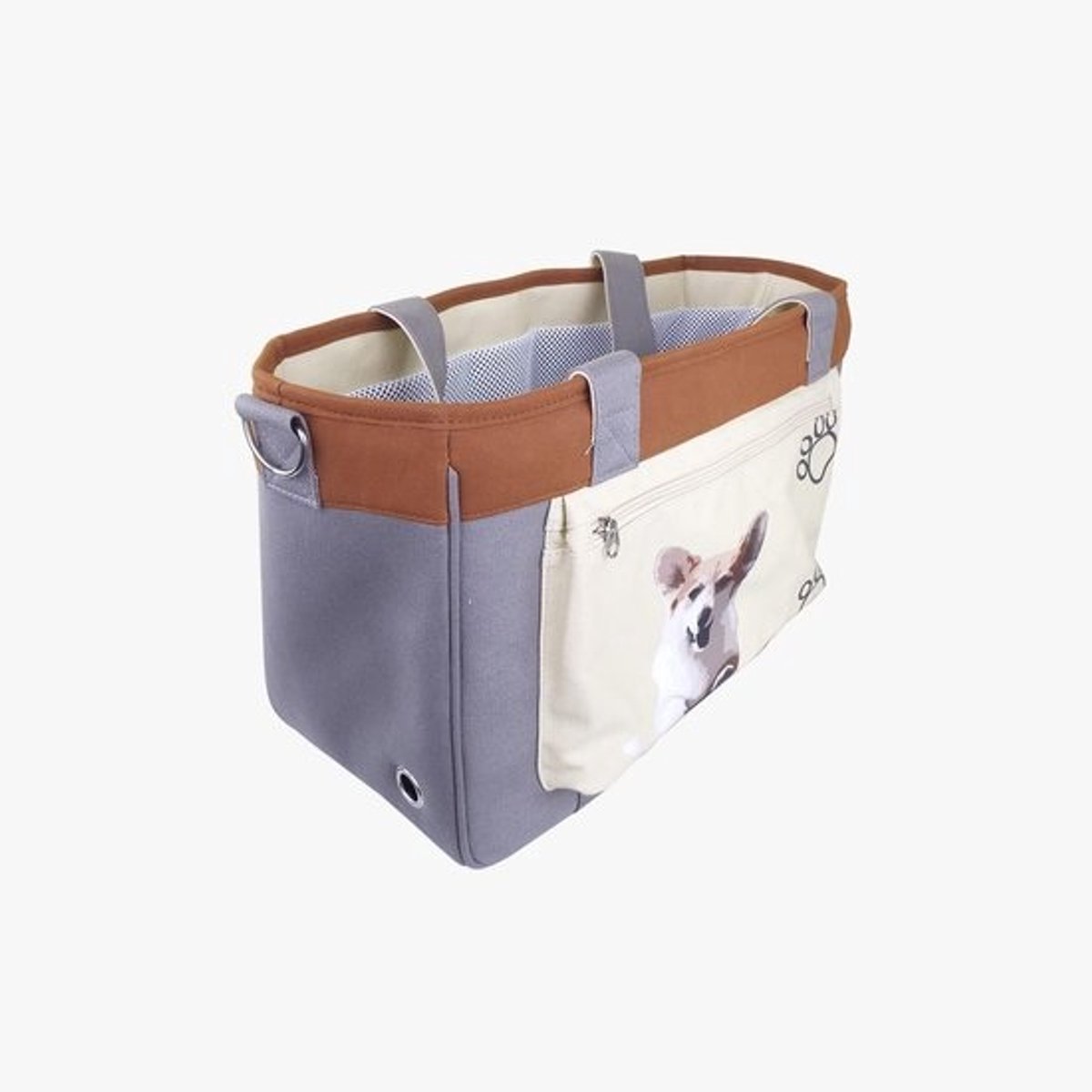 Fietsmand Huisdier - Draagtas Kat Hond - Fietsen Met Huisdier - Afneembaar Frame - 44x31x21 cm - Grijs