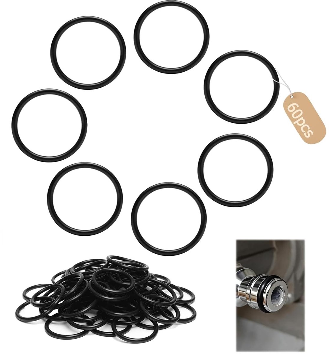 60 Stuks Nitril Rubber O-Ringen 17x14mm, Geschikt voor Kraan, Auto, Hogedrukreiniger en Slangen, Duurzame Dichtingsringen voor Diverse Toepassingen