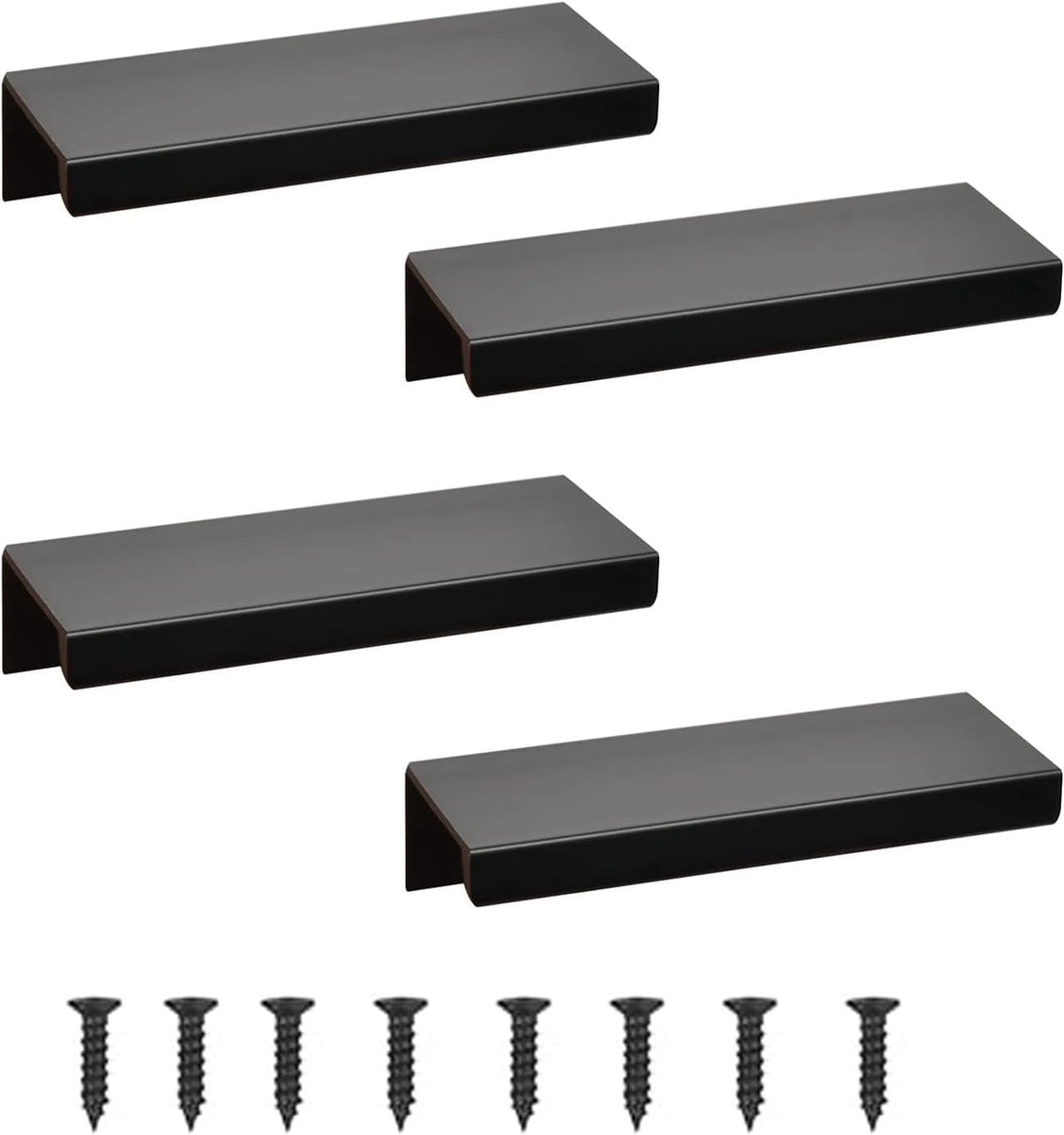 Verborgen Aluminium Ladehandgrepen voor Meubels - Set van 4 - Zwart 12cm - Ideaal voor Keukenkasten en Dressoirs