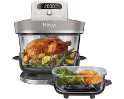 Ninja CRISPi PRO XL Glazen Airfryer met 7 kookfuncties - Airfryen, Bakken, Braden, Rijzen, Drogen. Max Crisp en Opnieuw krokant maken - 2.3 liter en 5.7 liter glazen schaal - PFAS vrij koken - Stone - AS101EULG