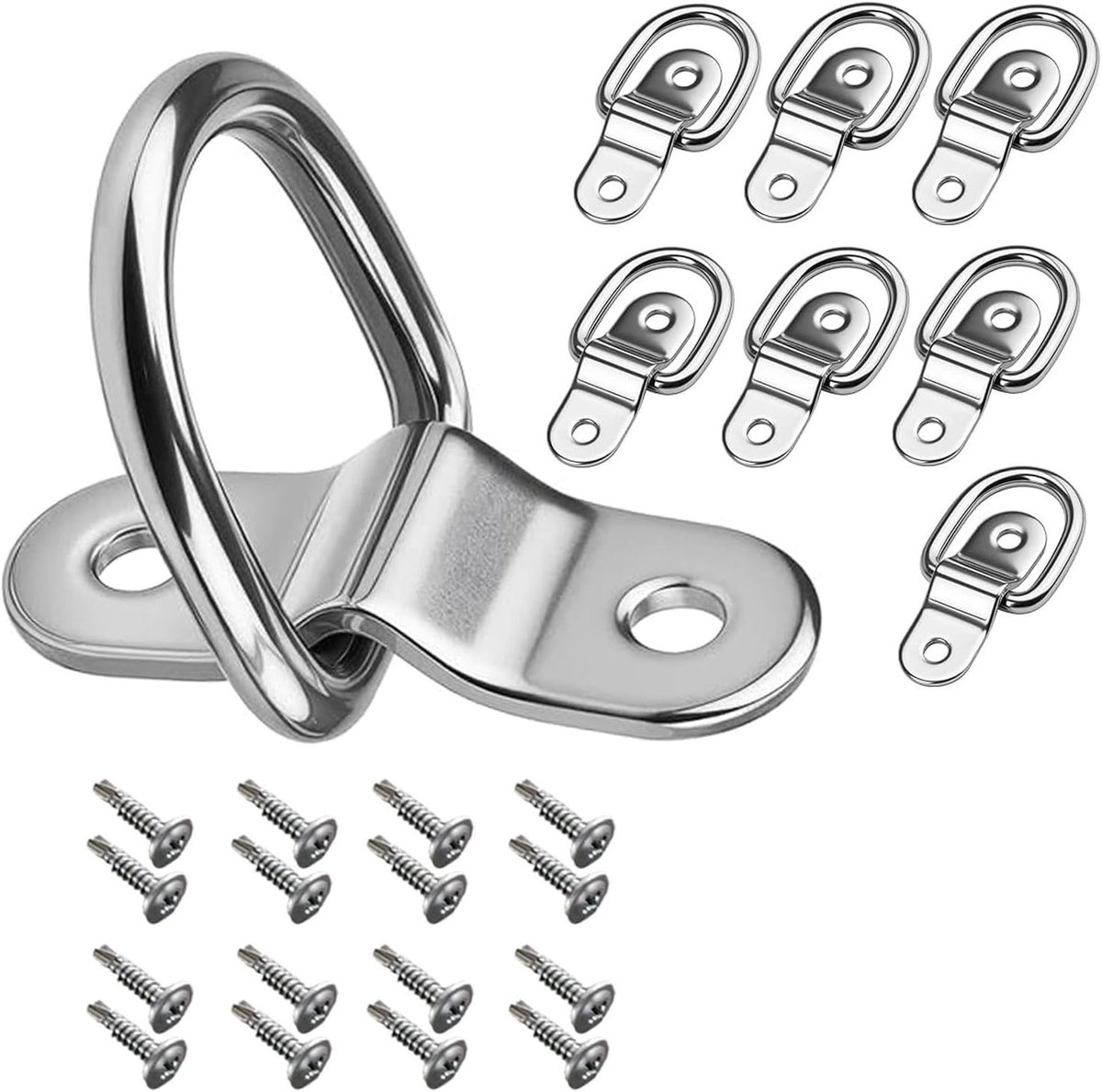 8-delige RVS D-ring lashing rings voor trailers, sterke anker ringen, lashing rings voor vrachtwagens, boten en kamperen