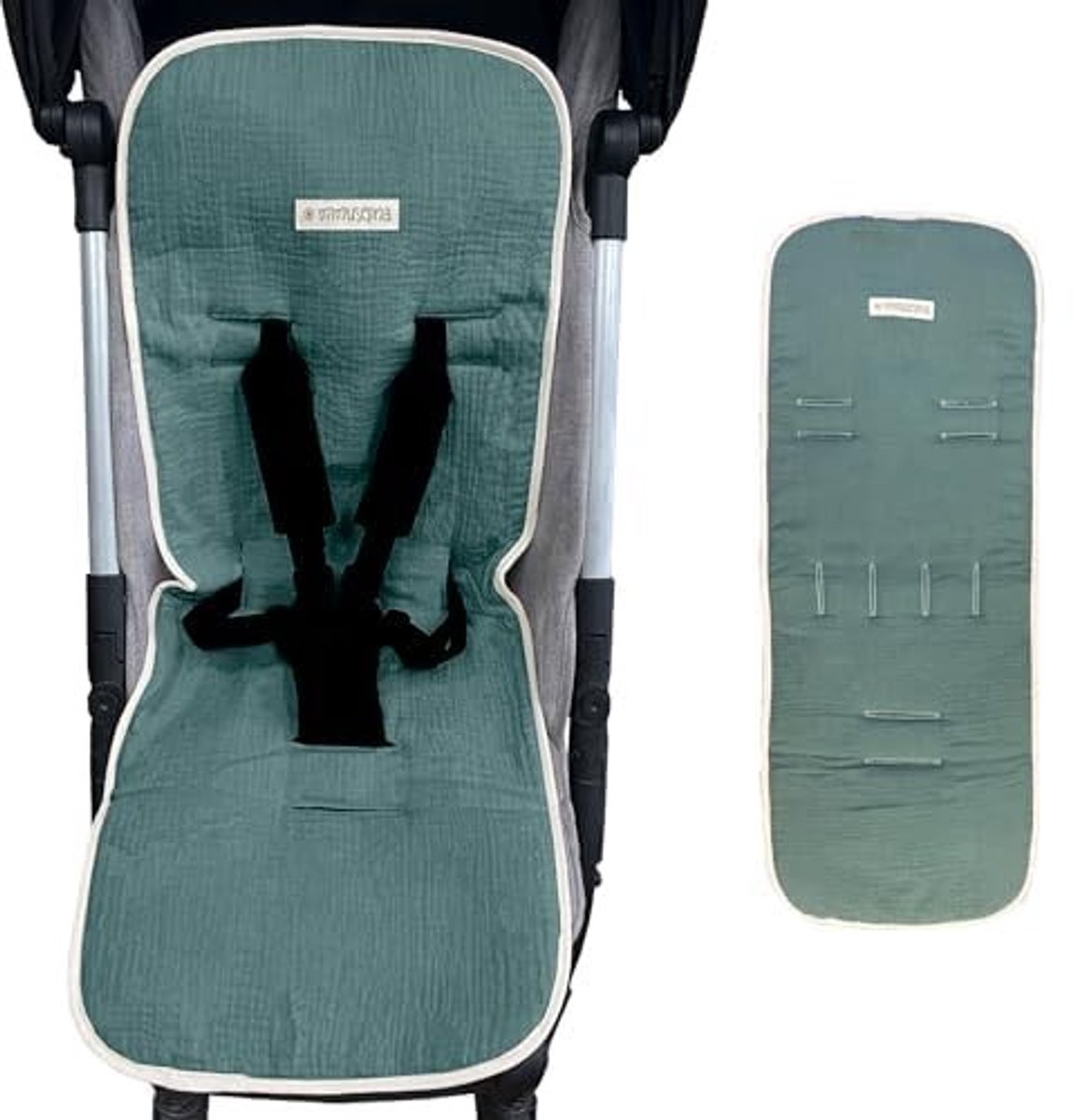 Universele Matras voor Kinderwagen - 100% Katoen - Ademend en Wasbaar - Mint