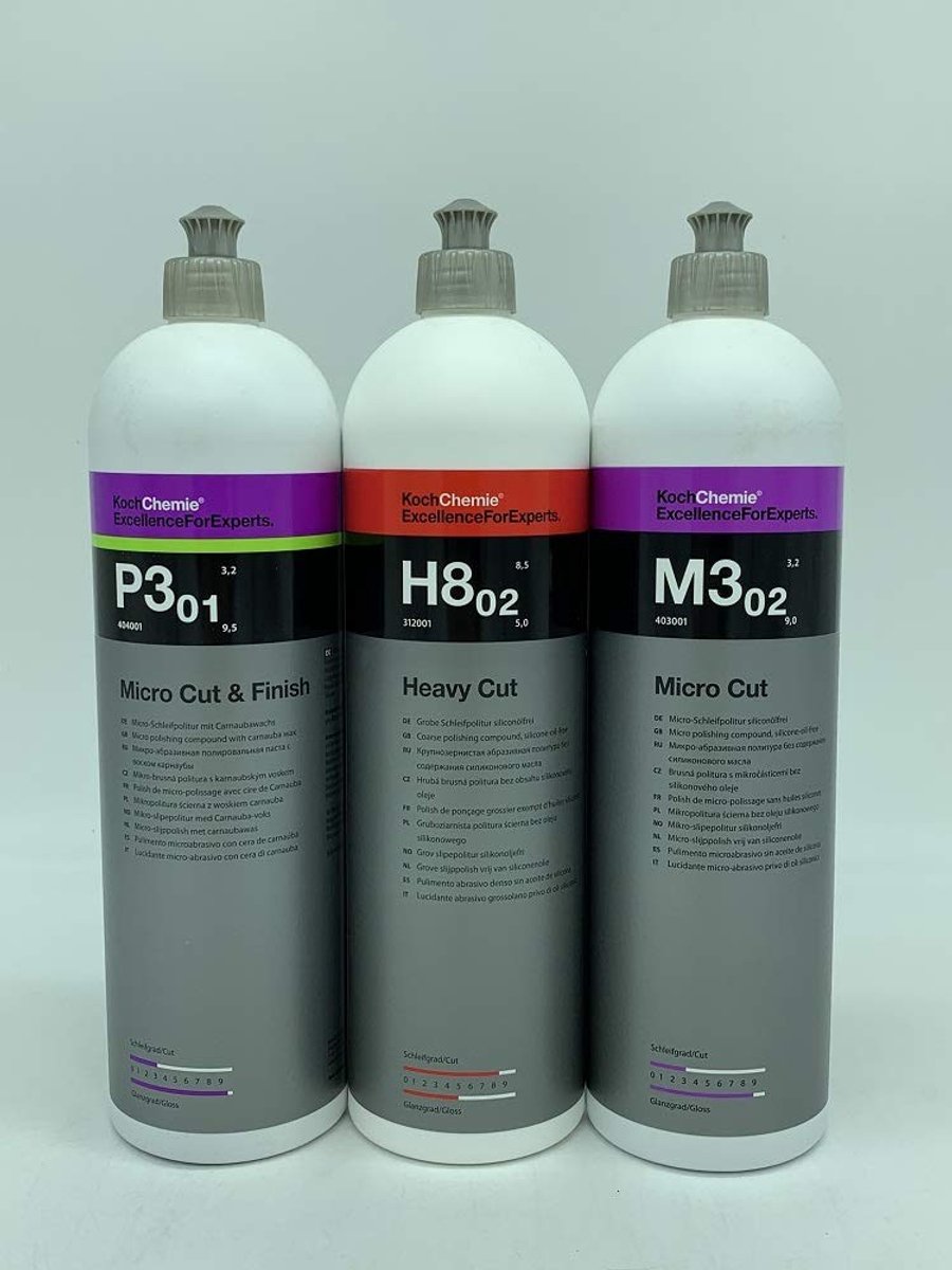 Professionele Polijstset - 3 x 1L Heavy Cut + High Gloss + Finish Polish