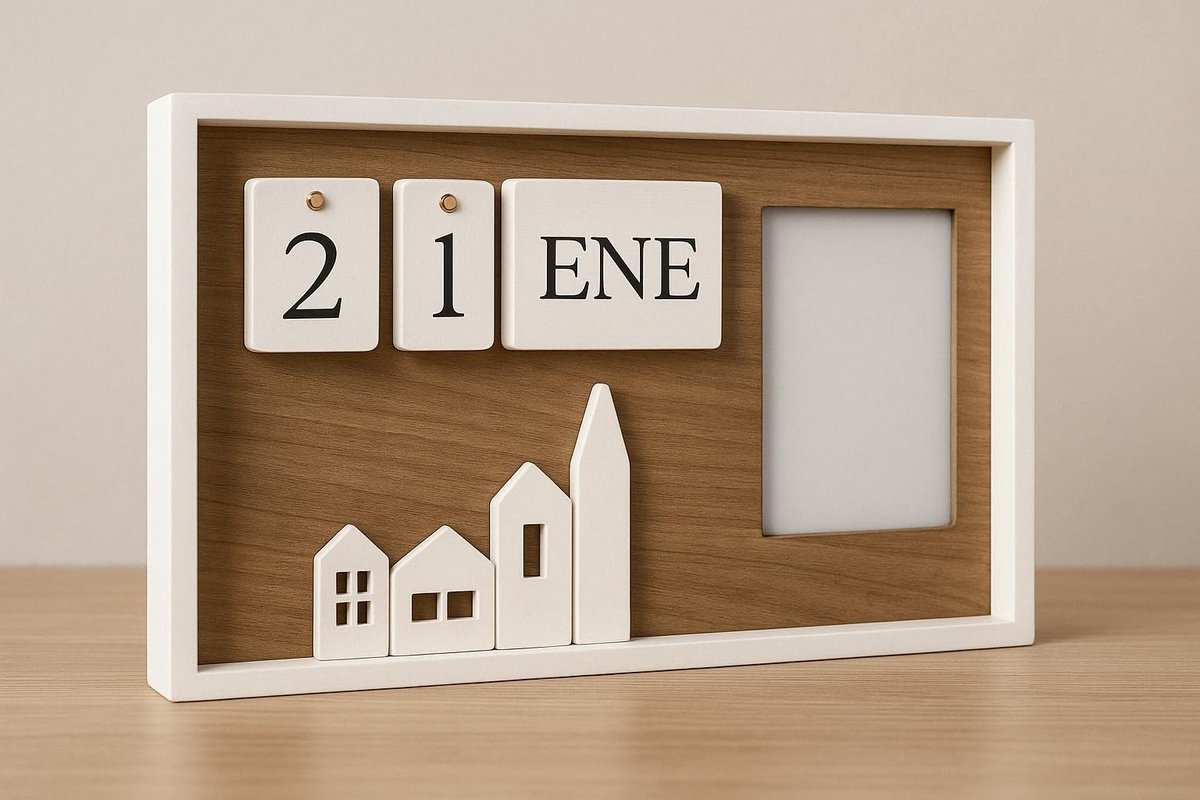 Houten Kalender met Fotolijst - 37 x 23 cm