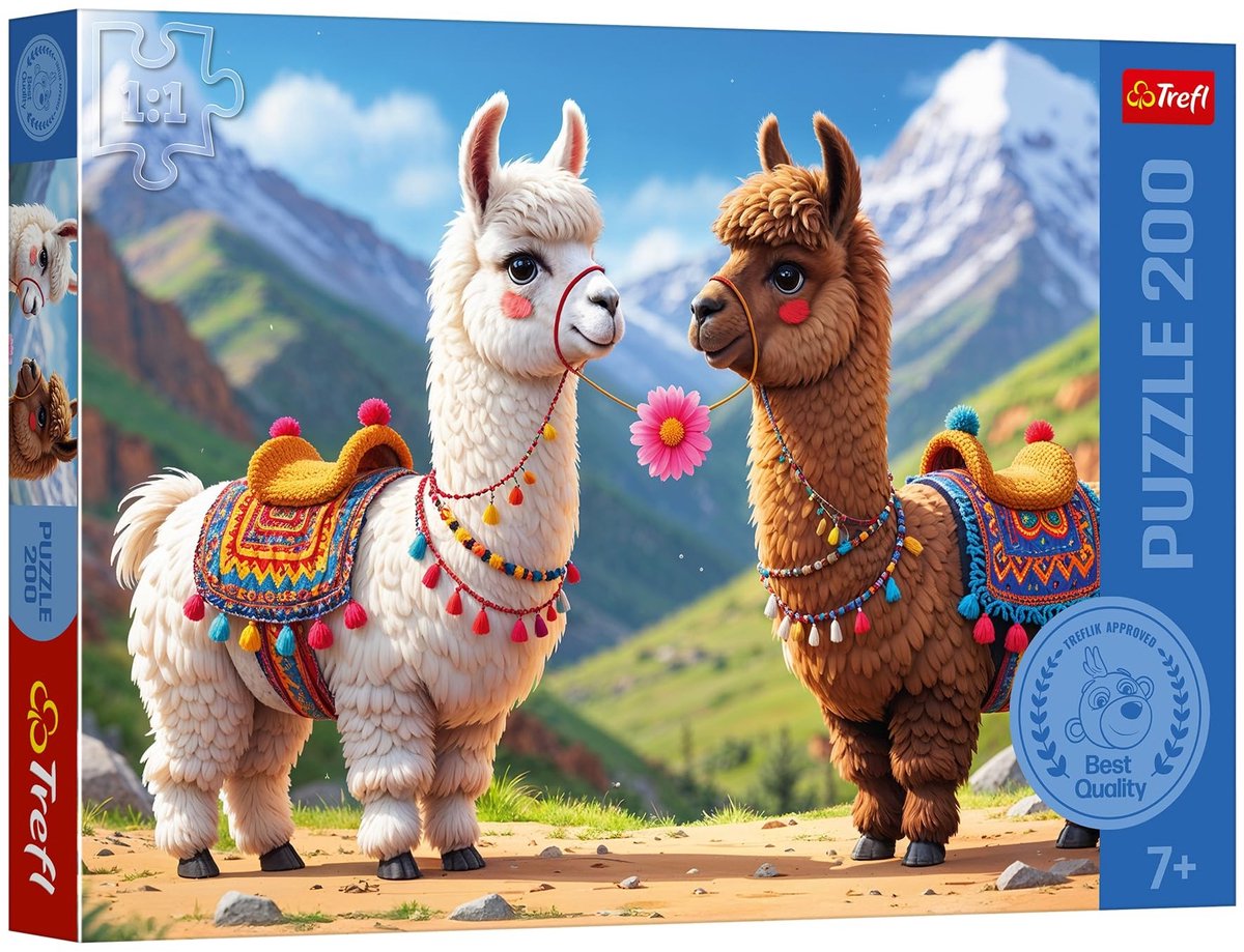 Puzzel - De Treflik Familie, Kleurrijke Llamas - 200 Stukken