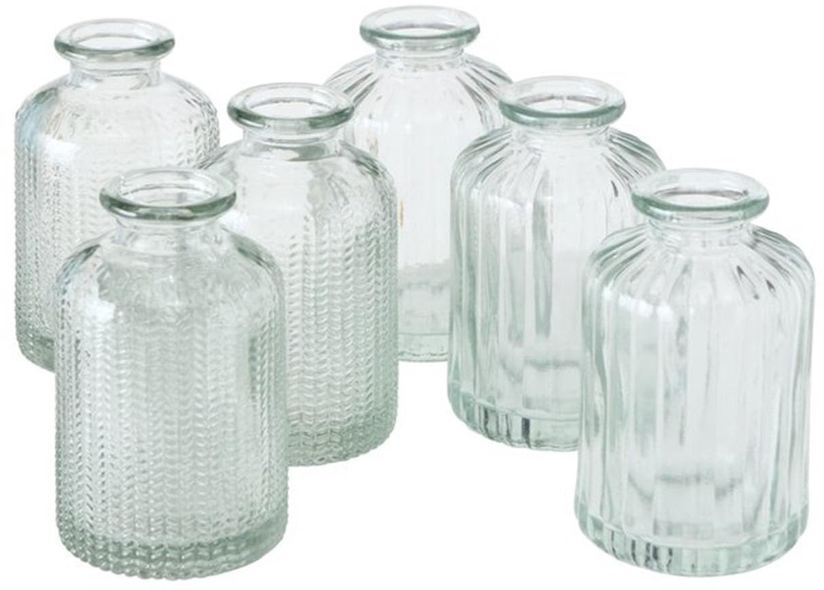 Decoratieve Vazen Set van 6 - Glazen Bloem - Transparant